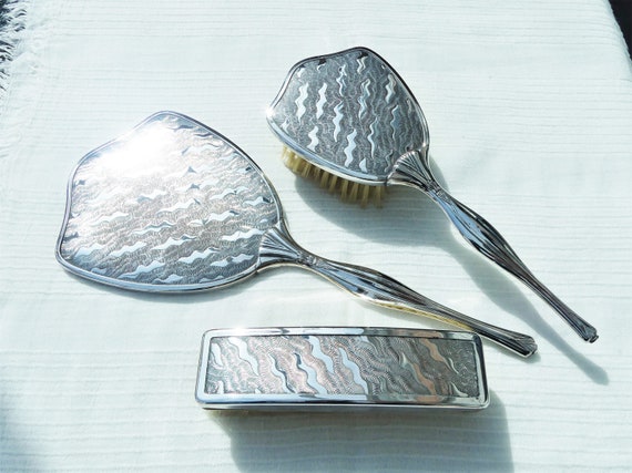 Vintage Silver Plated and Cream Hair Styling Set s-l400.jpg main image 2