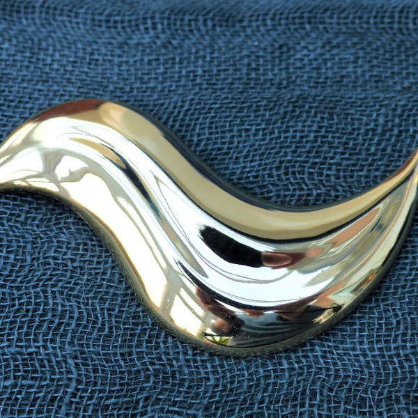 SPHINX Gold-plated Abstract Bird S-Curve Brooch, Vintage 1980s