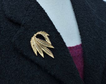 CIRO Gold-plated Bunch of Leaves Brooch, Vintage 1960s UK
