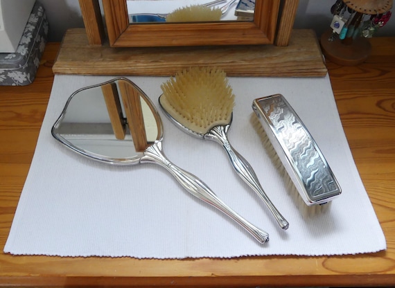 Vintage Silver Plated and Cream Hair Styling Set s-l400.jpg main image 4