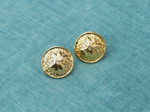 Boucles d'oreilles clips vintage en plaqué or et verre