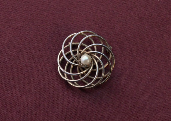 Vintage 1950s Gold-tone Spiral Atomic Brooch With… - image 10
