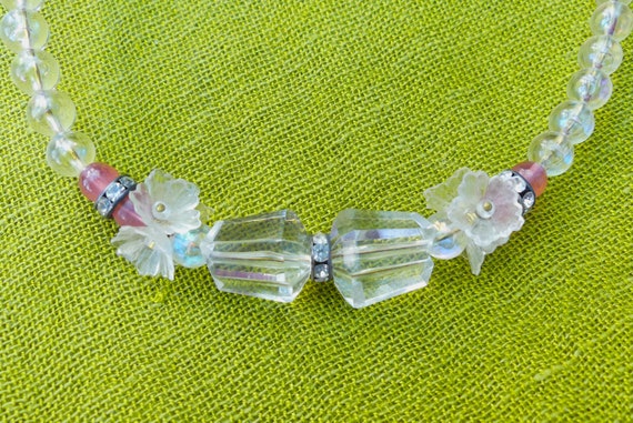 Vintage 1950s/60s Art Deco Style Clear & Pink Acr… - image 9