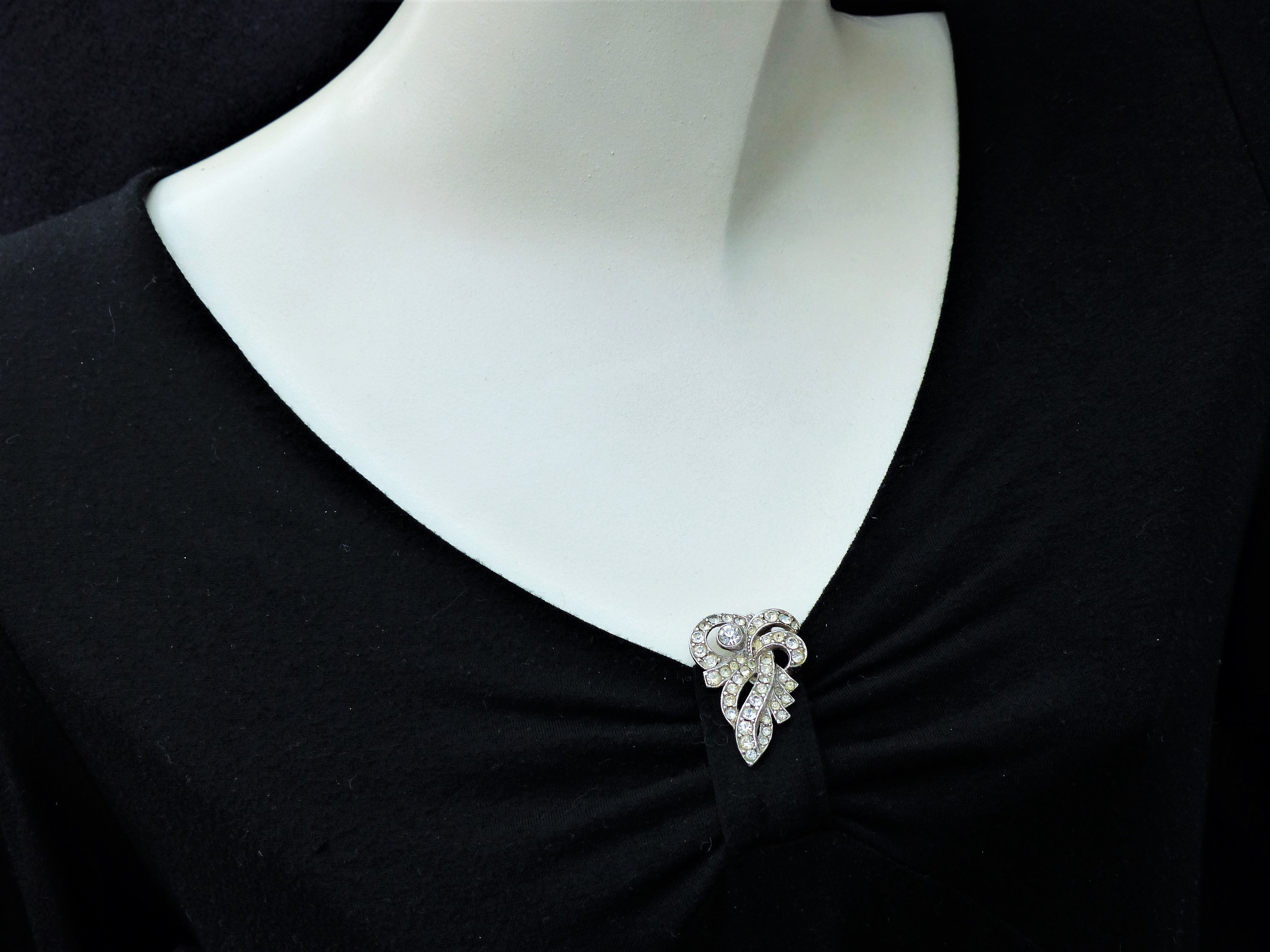 Vintage 1930s Clear Crystal Diamanté Duette Clip, Two Dress
