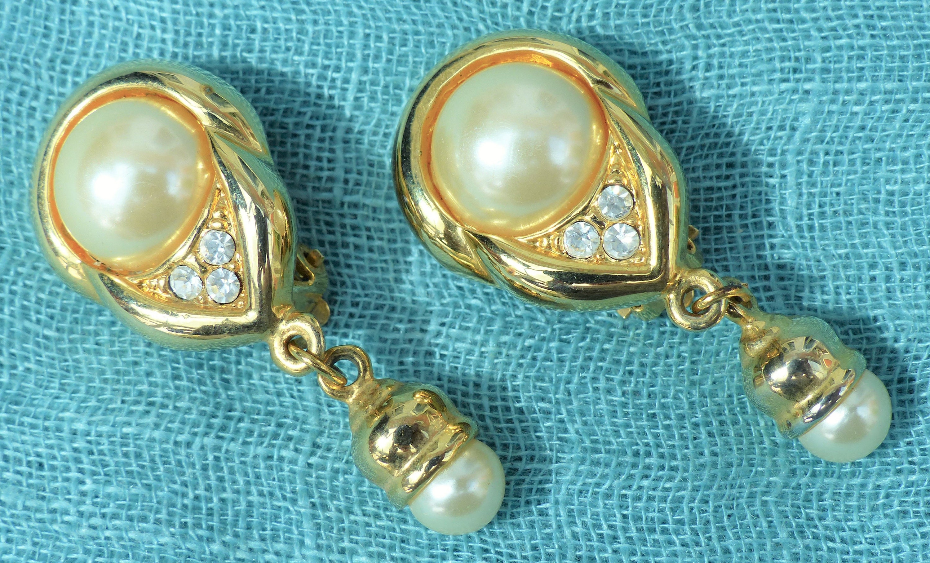 Vintage 1980s Large Faux Pearl Clipon Earrings Shiny Etsy UK