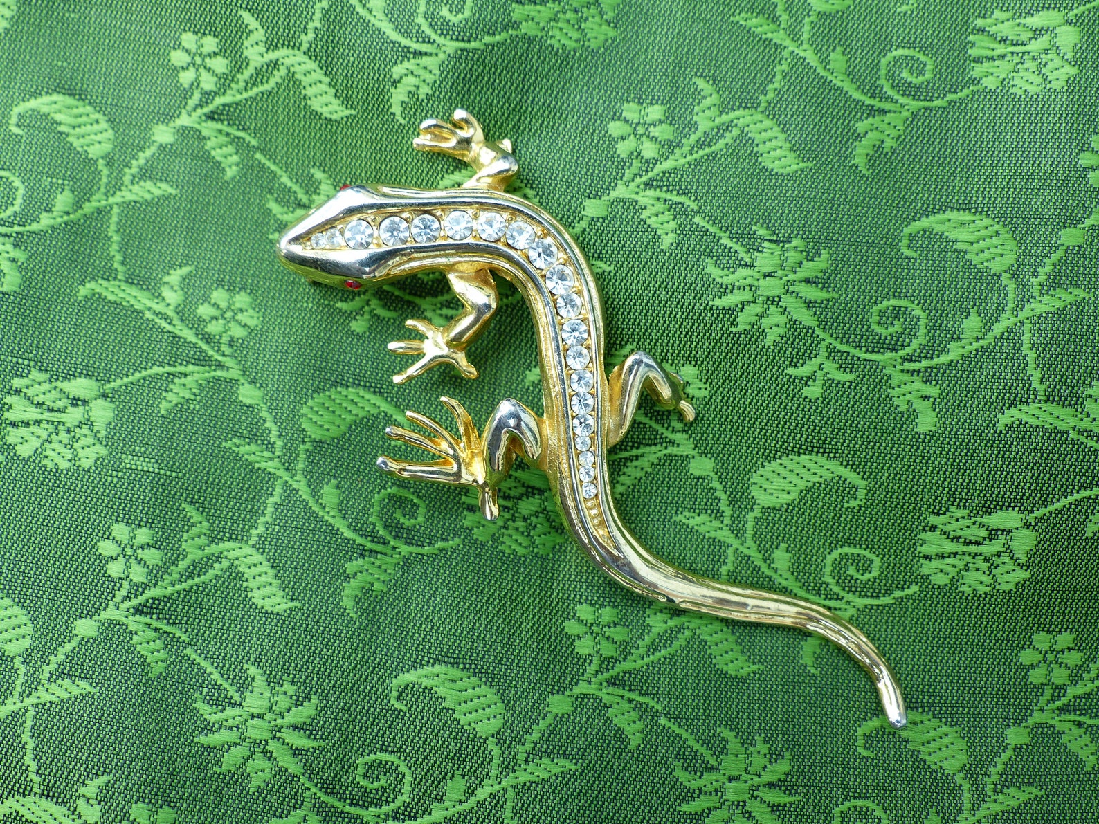 Vintage 1980s Gold Plated Lizard Brooch Studded With Crystal - Etsy UK