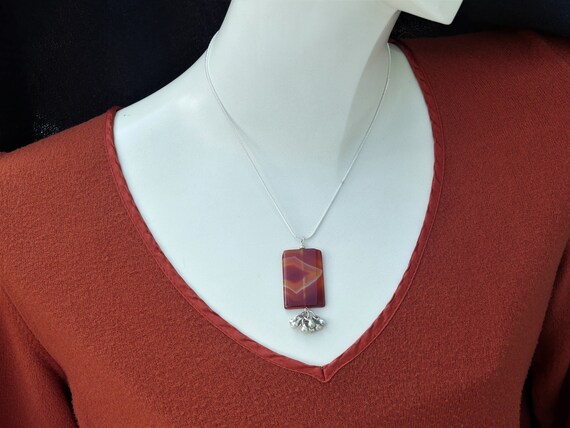 OOAK  Vintage 1990s Rectangular Orangey-red Bande… - image 2