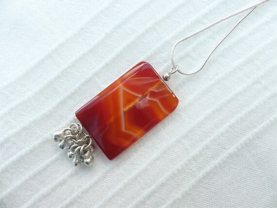 OOAK  Vintage 1990s Rectangular Orangey-red Bande… - image 8