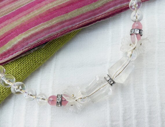 Vintage 1950s/60s Art Deco Style Clear & Pink Acr… - image 1