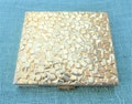 GERMAIN MONTEIL Modernist Textured Goldtone Rectangular Powder Compact, Vintage 1960s