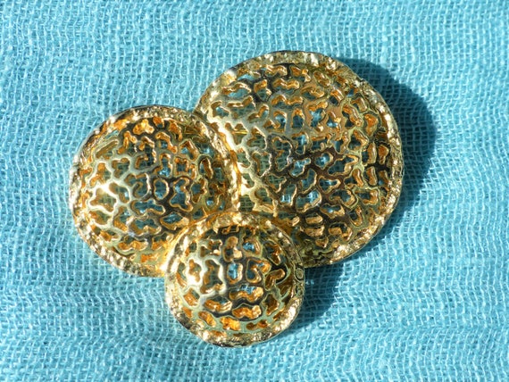 WEST Gold-plated Filigree Circles Brooch, Abstrac… - image 5