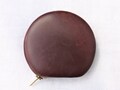 YARDLEY Conker Brown Leather Zipped Powder Compact with Original Sifter and Yardley Puff, Vintage 1940s