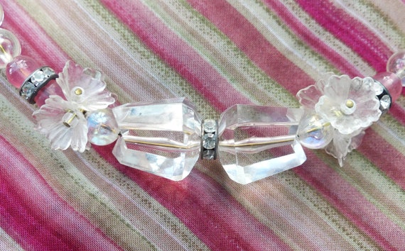 Vintage 1950s/60s Art Deco Style Clear & Pink Acr… - image 7