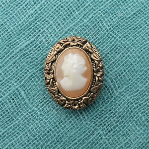Vintage 1960s/70s Goldtone Resin Faux Cameo Brooch / Pendant, Unsigned, Possibly Sphinx?