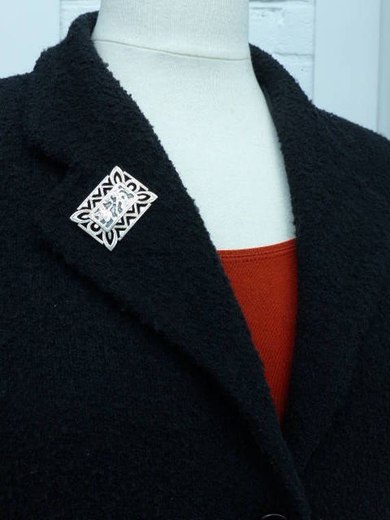 GUATAMALA 900 Silver Etched Rectangular Brooch wi… - image 6