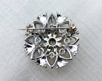 Broche Fleur Vintage Années 60/70 - Couleur Verte Et Rose, 4 Cm