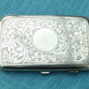epns cigarette case Vintage 1920s E.P.N.S. Plated Cigarette Case, Engraved Floral Pattern,  Signed H.C