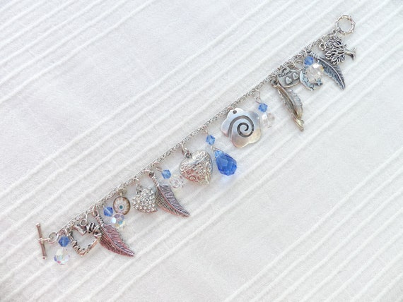 OOAK Silvertone Charm Bracelet, Millefiori Glass,… - image 10