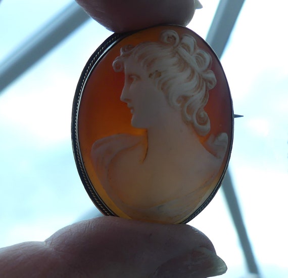 Antique Victorian Silver-Plated Real Shell Cameo … - image 8