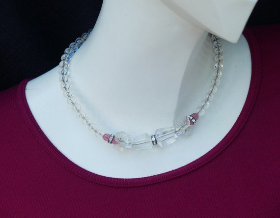 Vintage 1950s/60s Art Deco Style Clear & Pink Acr… - image 2