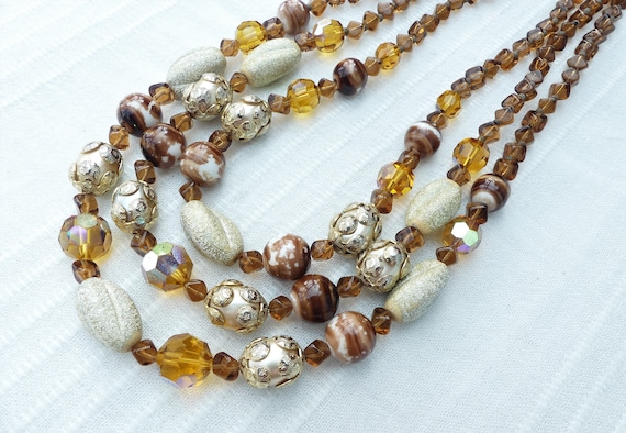 VENDOME by CORO Triple-strand Mixed Bead High End Necklace, AB