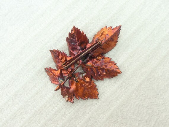 Vintage 1970s Small Copper-dipped Rose Leaf Brooc… - image 8