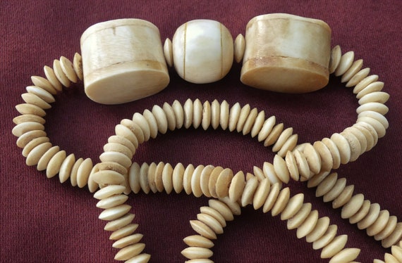 Collier Vintage Amérindien Bavoir Perles Marron Et Blanc - Style Boho Festival
