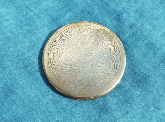 CLEFF Large Heavy Brass Powder Compact With Exoti… - image 10