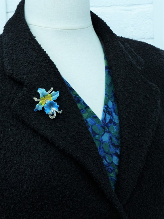 Vintage 1940s Turquoise Blue & Yellow Cold-painte… - image 6