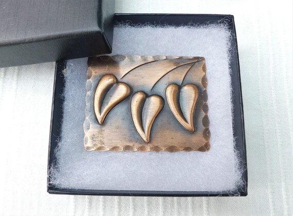 REBAJES Large Rectangular Copper Brooch With Thre… - image 10