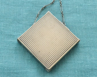 Vintage 1920s Art Deco Square Powder Compact With Rotating Sifter