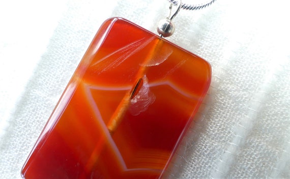 OOAK  Vintage 1990s Rectangular Orangey-red Bande… - image 9