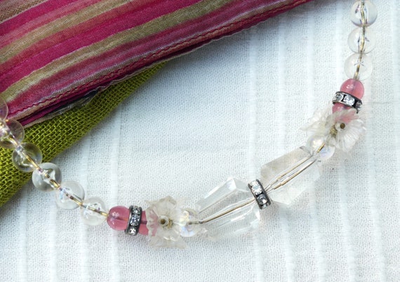 Vintage 1950s/60s Art Deco Style Clear & Pink Acr… - image 6