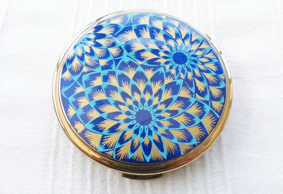 Vintage 1970s Blue & Gold Fireworks Powder Compac… - image 10