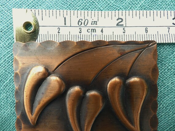 REBAJES Large Rectangular Copper Brooch With Thre… - image 8