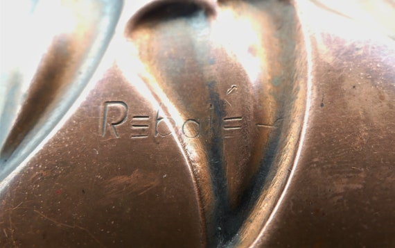 REBAJES Large Rectangular Copper Brooch With Thre… - image 5