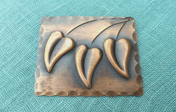 REBAJES Large Rectangular Copper Brooch With Thre… - image 7