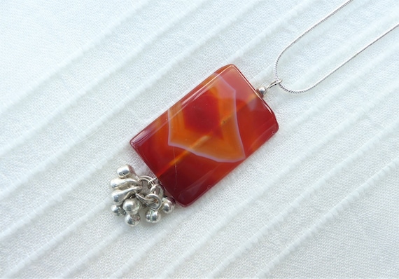 OOAK  Vintage 1990s Rectangular Orangey-red Bande… - image 1