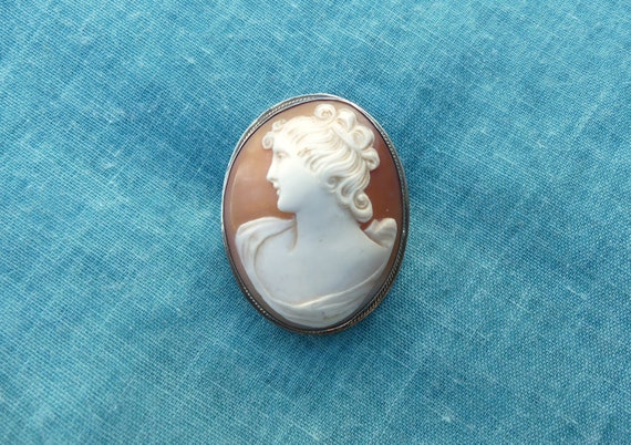 Antique Victorian Silver-Plated Real Shell Cameo … - image 2