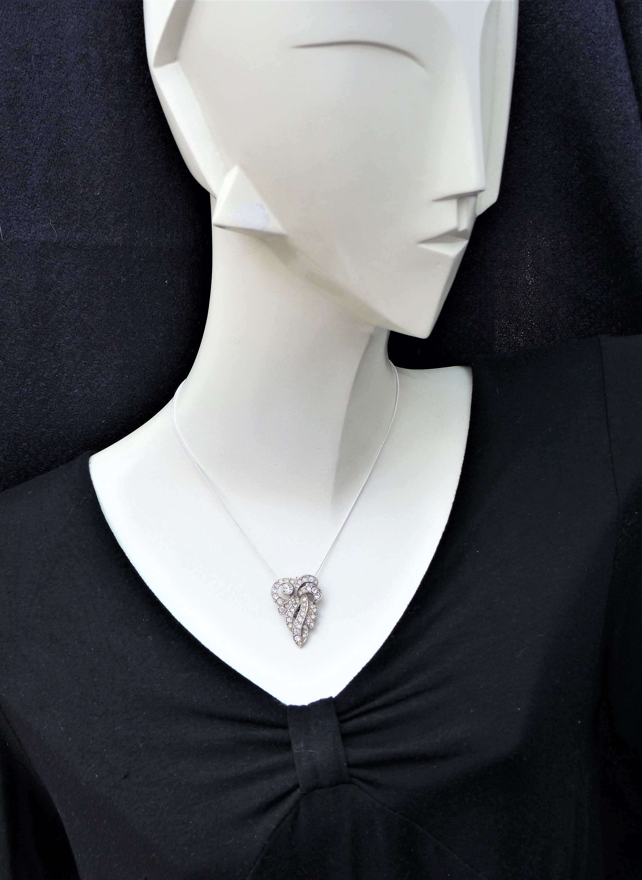 Vintage 1930s Clear Crystal Diamanté Duette Clip, Two Dress