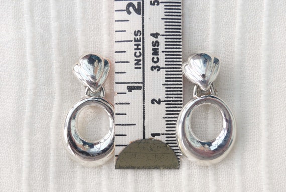 NAPIER Rhodium-plated Oval Dangly Clip-on Earring… - image 6