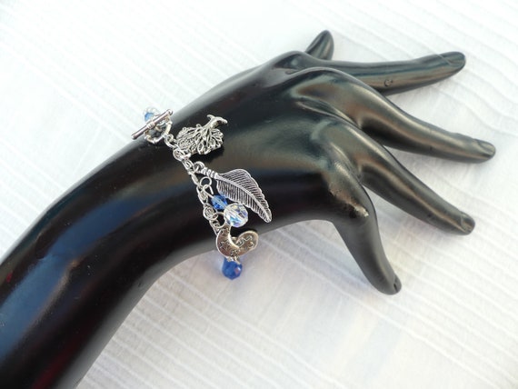 OOAK Silvertone Charm Bracelet, Millefiori Glass,… - image 3