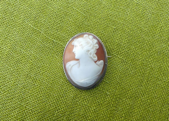 Antique Victorian Silver-Plated Real Shell Cameo … - image 10