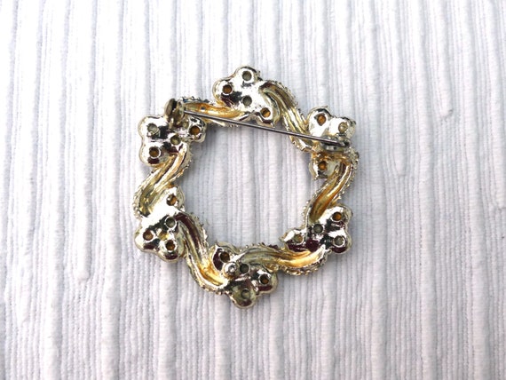 Vintage 1950s Hexagonal Twisted Wreath Brooch, Pa… - image 6