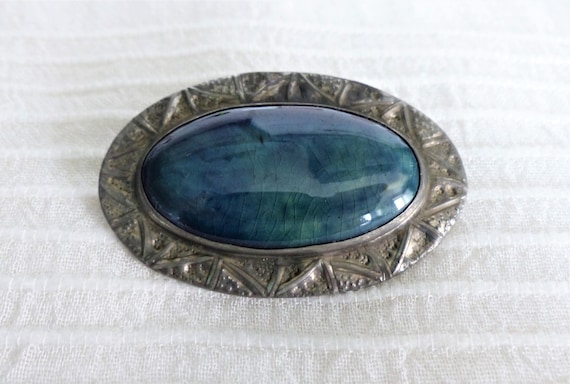 Edwardian Ruskin-style Teal Blue-Green Ceramic & P