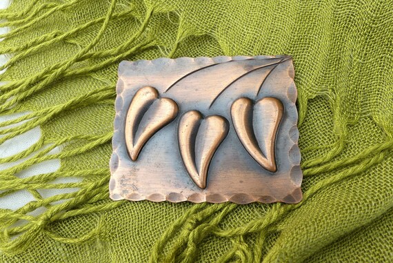 REBAJES Large Rectangular Copper Brooch With Thre… - image 6