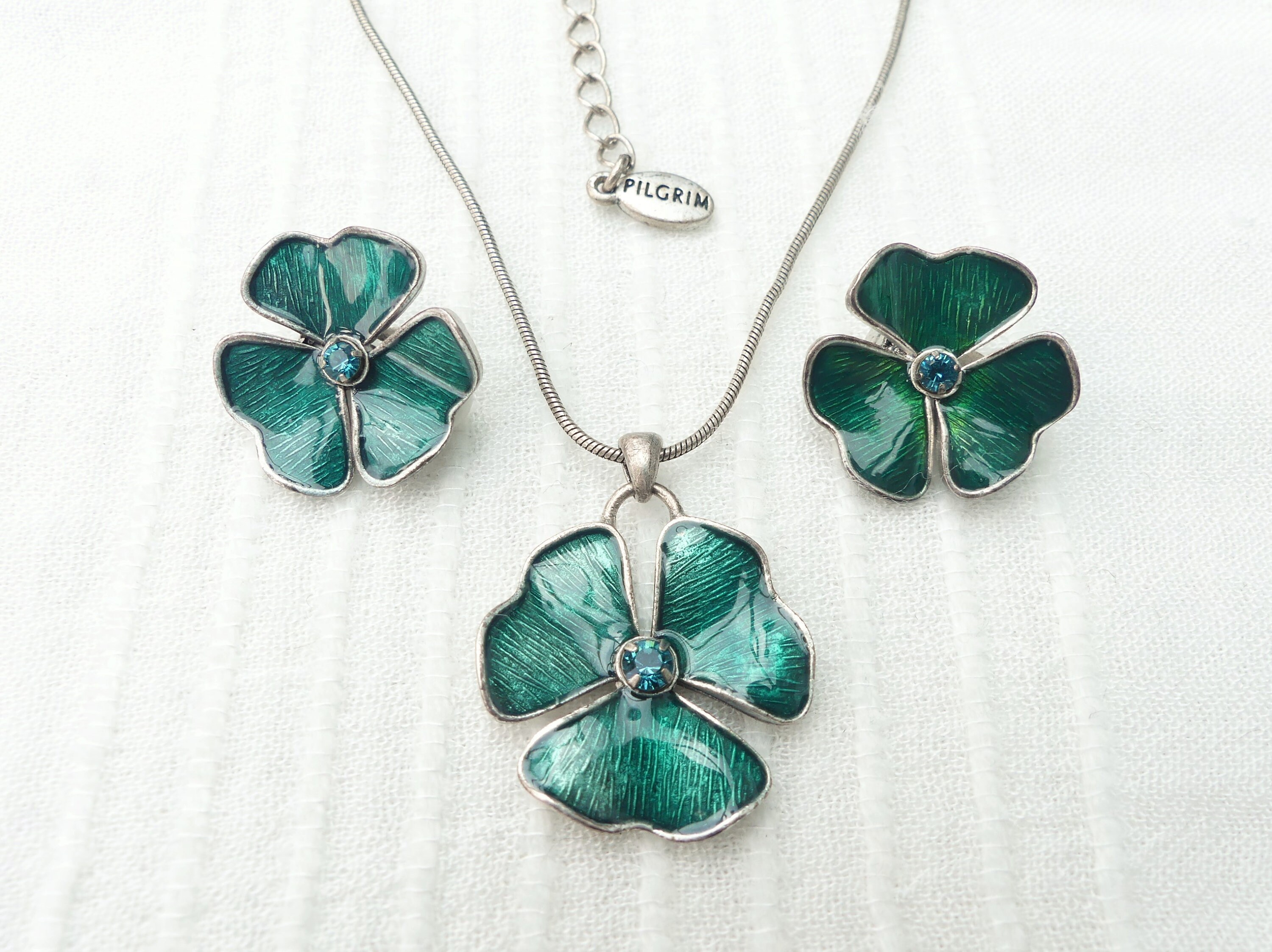 PILGRIM Silver-plated Blue-green Enamel 
