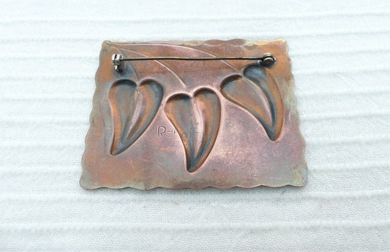 REBAJES Large Rectangular Copper Brooch With Thre… - image 4