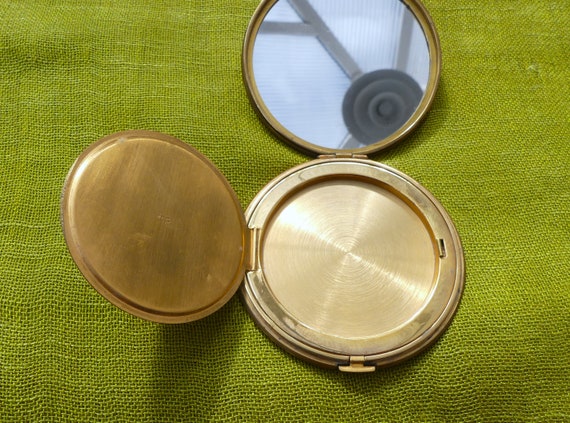 CLEFF Large Heavy Brass Powder Compact With Exoti… - image 6