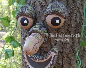 Willy the Tree Face. Funny Faces for Trees. Outdoor Sculpture 